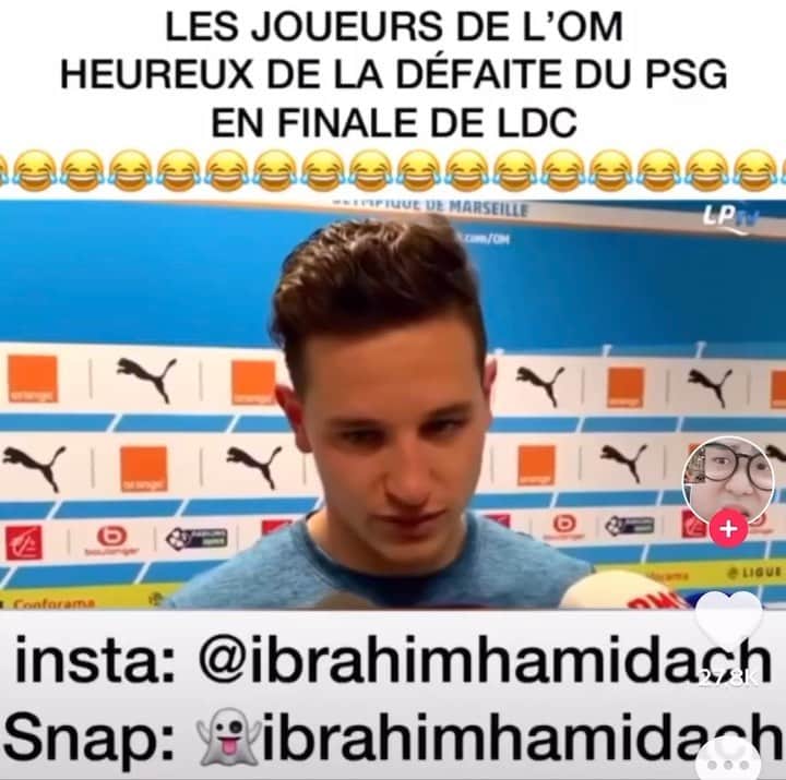 アディル・ラミのインスタグラム：「Je connaissais pas ce @ibrahimhamidach mais seulement pour les gens un peu ouvert d’esprit 😭😭... #psg #marseille #lyon #cestdebonneguerre #rival #pasdennemis #onlesauralesmechants 🤙🏽 ...」