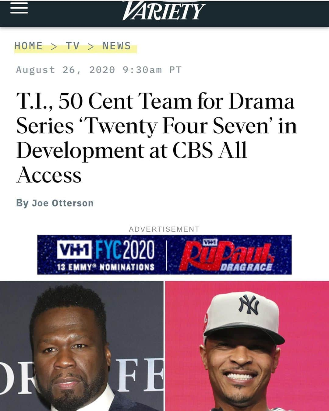 T.I.さんのインスタグラム写真 - (T.I.Instagram)「Proud To Announce This Partnership  Let's Get IT Cuzz @50cent  We Been looking for something BIG enough to do together for a while now ...  It's TIME‼️We finna set #CBSAllAccess on fye🔥🔥🔥🔥🔥🔥🔥🔥🔥🔥🔥🔥🔥🔥🔥 Project: TWENTY FOUR SEVEN Network/Studio: CBS All Access / CBS Studios / Lionsgate TV Writer: Dallas Jackson (W/EP) Source Material: Inspired by Notorious C.O.P.: The Inside Story of the Tupac, Biggie, and Jam Master Jay Investigations from NYPD's First "Hip-Hop Cop" Authors: Derrick Parker and Matt Diehl Producers: Curtis “50 Cent” Jackson and G Unit Film & Television (N/W EP), Dallas Jackson (W/EP), T.I. and Grand Hustle Entertainment (N/W EP), Brian Sher (N/W EP), Tom Sullivan (N/W EP) Talent: T.I. attached to star」8月27日 5時45分 - tip