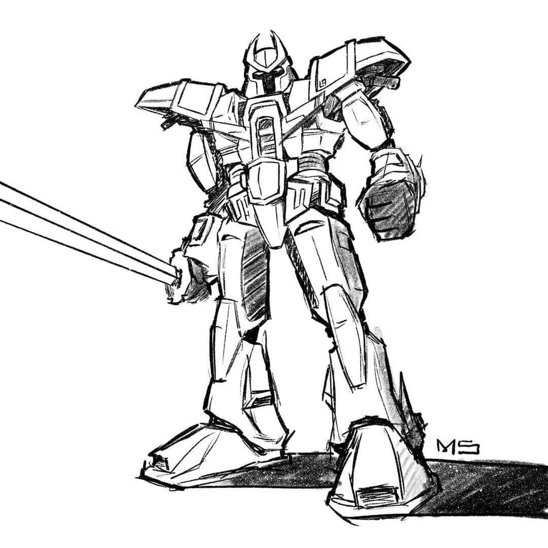 マイク・シノダのインスタグラム：「Drawings from the art stream on Twitch today. I think the Gundam inspired “Reanimation” robot was my favorite.   #hybridtheory20 #reanimation #gundam #ht20」