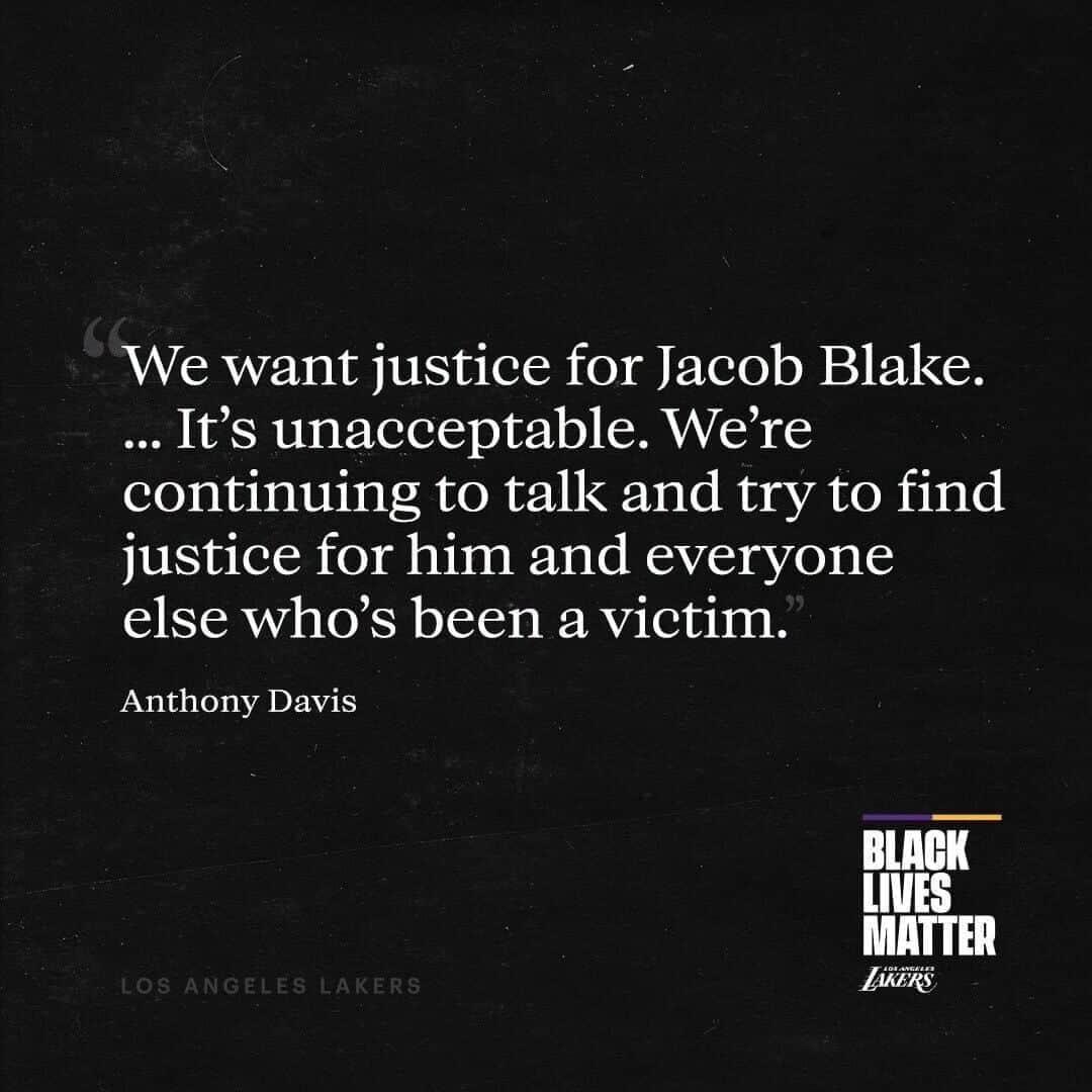 Los Angeles Lakersさんのインスタグラム写真 - (Los Angeles LakersInstagram)「"We want justice for Jacob Blake." - @antdavis23」8月27日 8時30分 - lakers