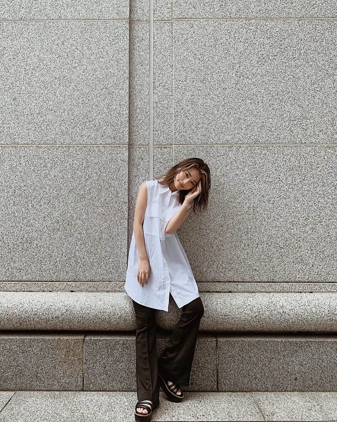 浪花ほのかのインスタグラム：「今日の私服もぽちっと サンダル愛用しすぎて(TT)♥」