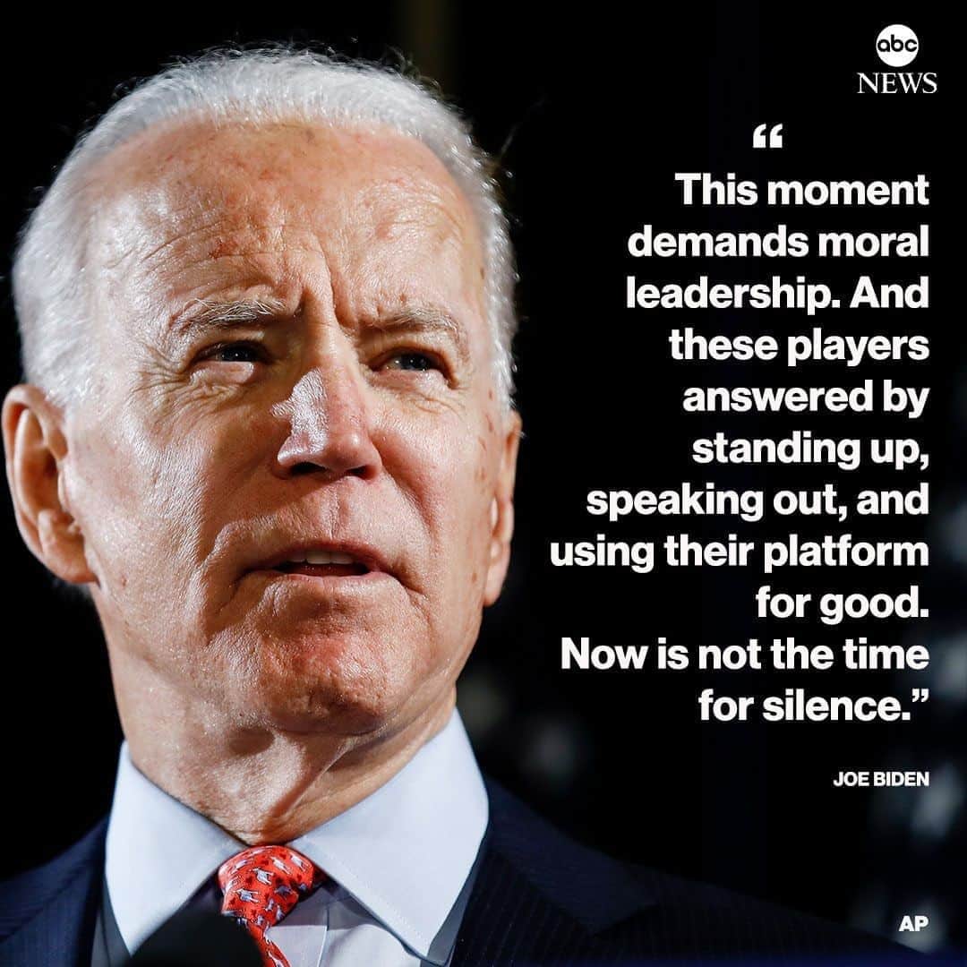 ABC Newsさんのインスタグラム写真 - (ABC NewsInstagram)「NEW: Joe Biden says athletes who refused to play over Jacob Blake shooting "answered by standing up, speaking out, and using their platform for good. Now is not the time for silence." #joebiden #donaldtrump #jacobblake #nba #socialjustice #racialjustice」8月27日 11時57分 - abcnews