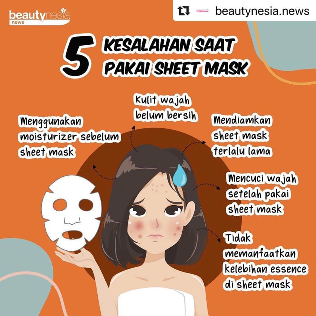 のインスタグラム：「Siapa disini yang udah rutin pakai sheet mask tapi ngerasa gak ada perubahan apa apa ? Nah nah nah, coba perhatikan lagi beb. Ternyata ada beberapa kesalahan dalam menggunakan sheet mask yang membuat hasilnya menjadi gak maksimal nih. ⁣ ⁣ Diantara kebiasaan ini mana yang sering kamu lakuin beb ? ⁣ ⁣ --⁣ #BeautynesiaNews #Beautynesia #SheetMask #Skincareroutine #Glowing2020 #MencerahkanWajah」