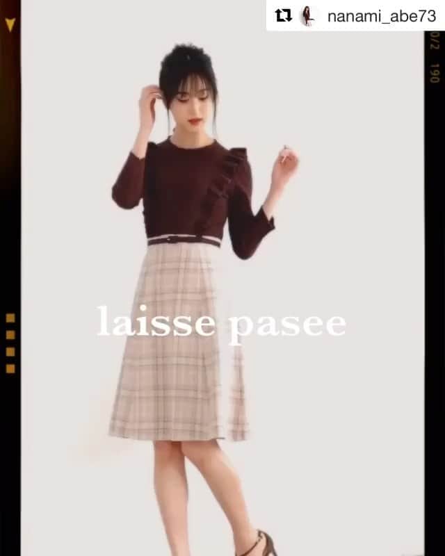 のインスタグラム：「ご紹介ありがとうございます💓 次回-9/10(Thu)Up- Autumn & Winter Collectionをぜひお楽しみに♪ 1着目のワンピースは発売中です💕  ・・・  #Repost @nanami_abe73 with @get_repost ・・・ . 今回も素敵なお洋服が沢山でした☃️🍁 @laisse_passe  #laissepasse  #shotting #秋コーデ #冬コーデ」