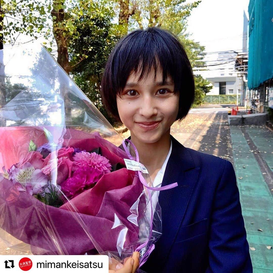 大幡しえりさんのインスタグラム写真 - (大幡しえりInstagram)「明後日にいよいよ9話が放送です！ 冬美ちゃんが知っている秘密やスコップ男の事件の真相にどんどん近づいていくので是非ご覧ください！✨ #Repost @mimankeisatsu with @make_repost ・・・ ㊗️クランクアップ🎊﻿ 快(#中島健人)と次郎(#平野紫耀)の警察学校の同期・橘冬美役の #大幡しえり さん。最後は暑い中、走って走って走って💦クランクアップを迎えました😆そんな直後でも、清涼感あふれる笑顔の冬美こと大幡さん💕お疲れさまでした👏﻿ #未満警察 #クランクアップ」8月27日 16時56分 - shieri_ohata_