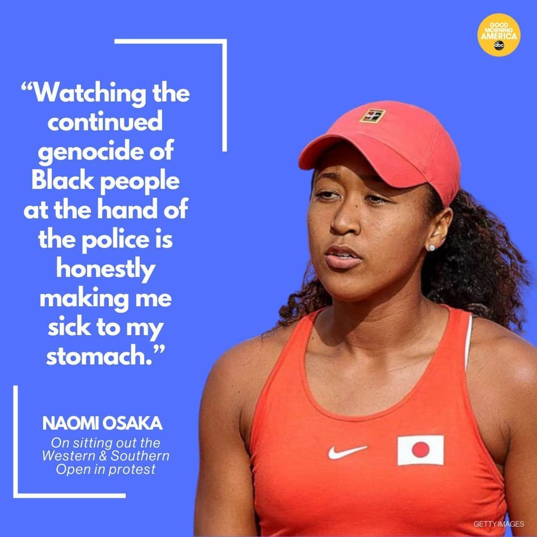 Good Morning Americaさんのインスタグラム写真 - (Good Morning AmericaInstagram)「Naomi Osaka is one of the many athletes stepping away from their respective sports in an act of protest after the shooting of Jacob Blake in Kenosha, Wisconsin. Link in bio for her full statement.」8月28日 5時01分 - goodmorningamerica