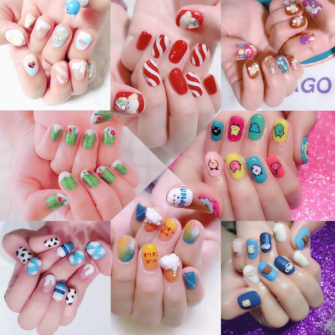 なかやまちえこのインスタグラム：「いつも可愛いデザインを考えてきてくれる可恩ちゃんのネイル💅⠀ #nail #nails #nailart #ネイル #美甲 #ネイルアート  #japanesenailart #manucure #japanesenails #manicurist #gelnails #أظافر #네일아트 #미용 #vẽmóng #ngườiđẹp  #เพ้นท์เล็บ #искусствоногтя #artedeuñas #เพ้นท์เล็บเจล #ジェルネイルデザイン #ネイルデザイン #senikuku #nagelkunst #kawaii @dreamy_canon」