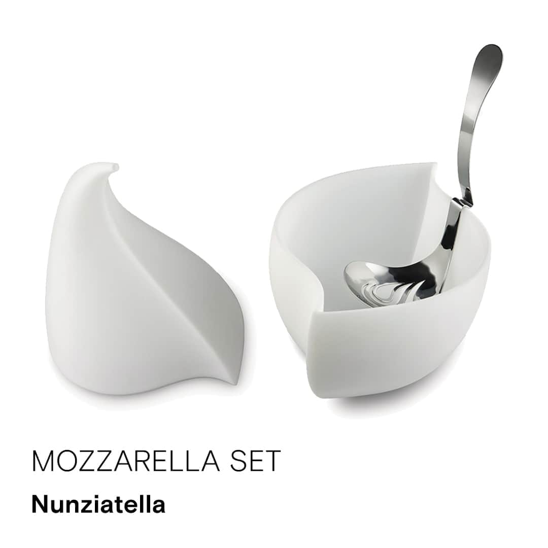 のインスタグラム：「A fascinating piece of design in thermoplastic resin with a perforated ladle in stainless steel, the #Nunziatella set was designed under the guidance of the Consortium for the protection of @mozzarella_dop. The perfect match of beauty and functionality, for you to fully enjoy this exquisite Italian product.」