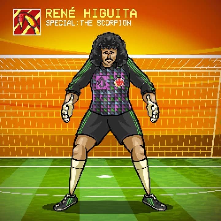 サッカー コロンビア代表チームのインスタグラム：「🎉 El Loco está de fiesta 🎉  ¡Felices 5️⃣4️⃣ @higuitarene1 🦂! Gracias por mostrarnos una forma diferente de ver el fútbol  ¡Que sean muchos más llenos de fútbol y alegría 🔥🧤」