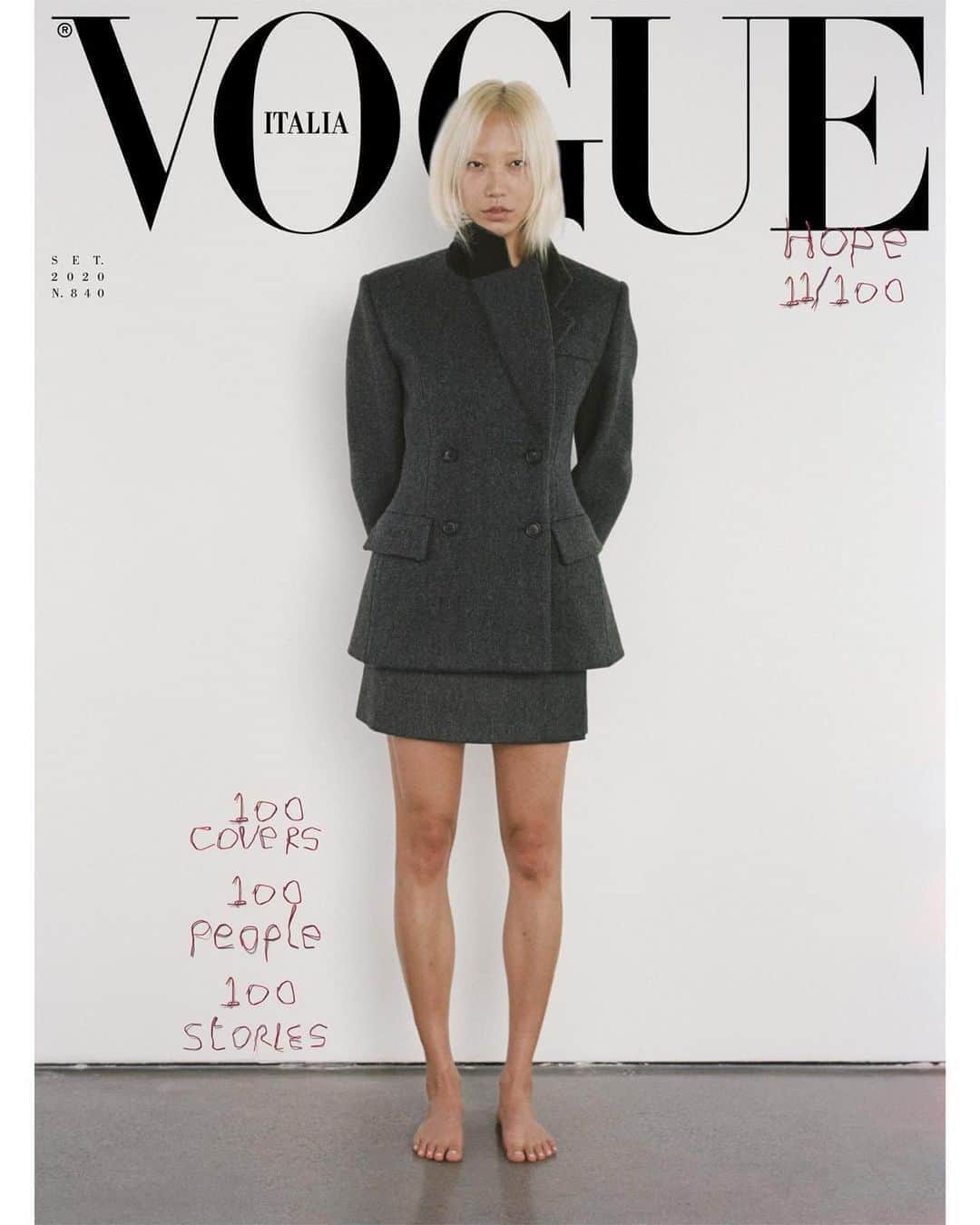 のインスタグラム：「HOPE 11/100. @vogueitalia September Issue on newsstands August 2. Thank you @Mark_Borthwick @mr_Carlos_Nazario @EFarneti @FerdinandoVerderi @pg_dmcasting @samuel_ellis 🖤✨ @elitenyc @pedja.gvd」