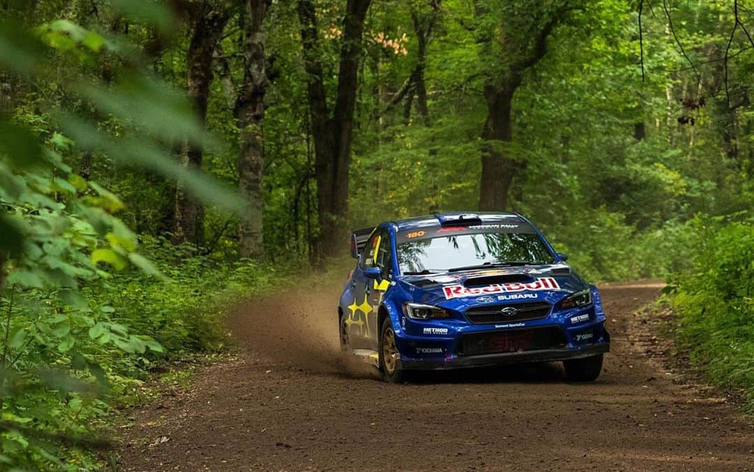 Subaru of Americaさんのインスタグラム写真 - (Subaru of AmericaInstagram)「Subaru returns to the rally stages this weekend at @OjibweForestsRally, with @TravisPastrana and @BrandonSemenuk in the blue and gold WRX STI rally cars! This is a no-spectators event, so follow @SubaruMotorsportsUSA to catch all the updates.」8月28日 0時49分 - subaru_usa