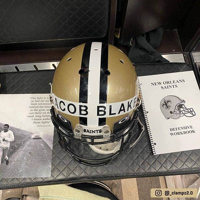 NFLさんのインスタグラム写真 - (NFLInstagram)「@saints CB Janoris Jenkins honoring Jacob Blake on his helmet today. (via @_clampz2.0)」8月28日 1時00分 - nfl