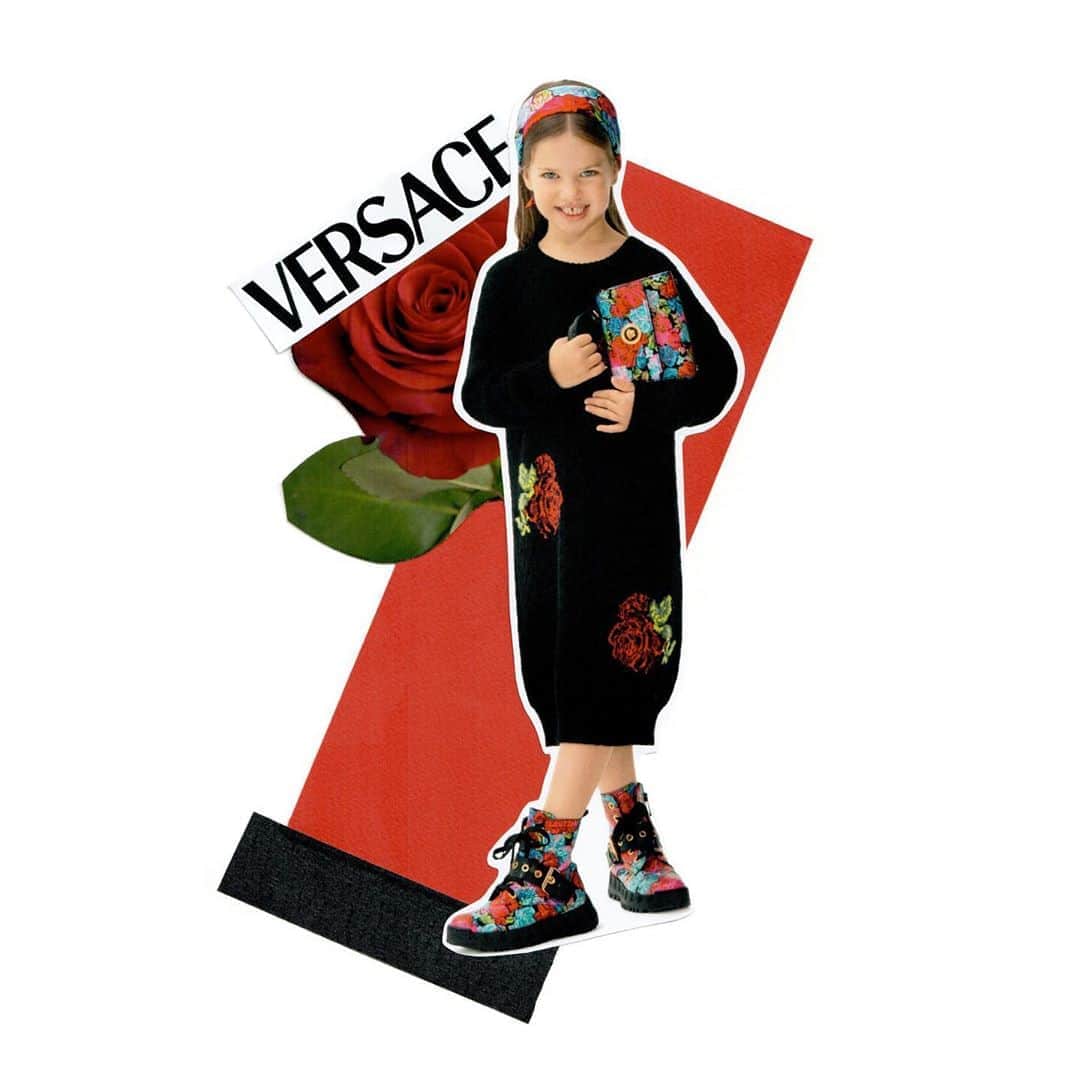 のインスタグラム：「First bloom - the new #VersaceFall20 children’s collection. See more through the link in bio.  Collage by @seana_redmond」