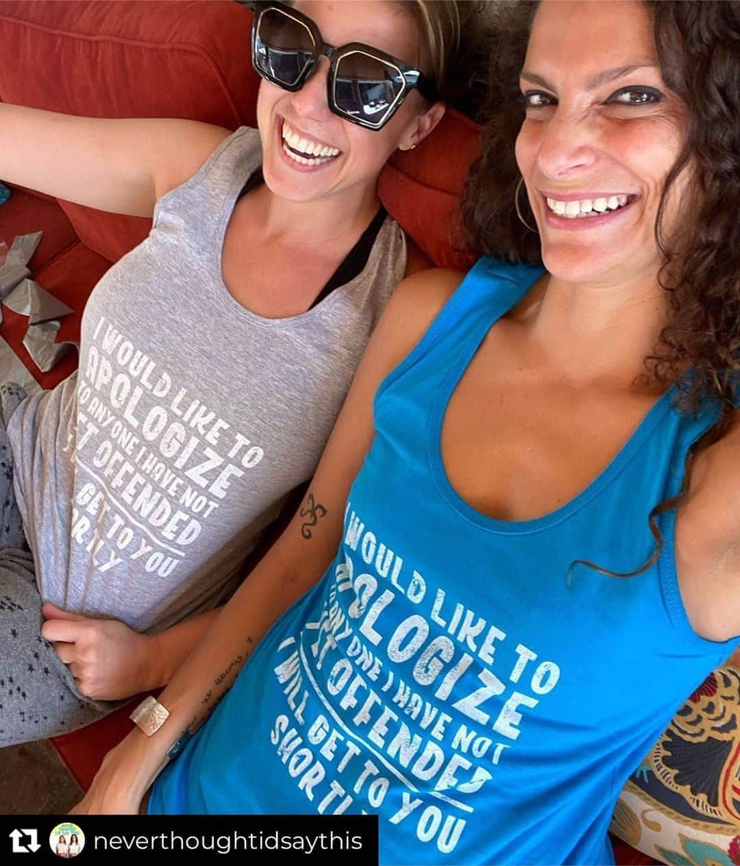 ジョディ・スウィーティンさんのインスタグラム写真 - (ジョディ・スウィーティンInstagram)「New favorite shirts from bestie and podcast co-host @theceliabehar ❤️  Also, if you’re maxed out on some of the heaviness of the world right now and looking for something to make you laugh (or to laugh AT us) then head over to @neverthoughtidsaythis and check out our newest live.   A brief moment of levity in a heavy world.   Repost from @neverthoughtidsaythis • “We would like to apologize to anyone we have not yet offended. We will get to you shortly.” - Our tees. Honestly, we probably got to you today if you watched our live! If you haven’t, welp, it’s right here on IGTV for your viewing pleasure. Or for your boredom. Or for your crazy. You decide! #neverthoughtidsaythis #ntist #nevernation #nevernationers #newtees #weredoingourbest #jodieisdeaf #celiaisold #isaisadorable #lilmyrnaisfuckingcreepyasfuck #kidsarehavingbirthdays #wetalkaboutoursleepalotapparently #celiaisntdrunk #yet #emilyisobviouslynotwithus #luckyher #homeschooling #staysafeathome #safeathome #covid19 #corona #thepodmustgoon #podcast #jodiesweetin #celiabehar #traumabonded #keepkillingtheparentinggame #andnotyourkids」8月28日 1時49分 - jodiesweetin