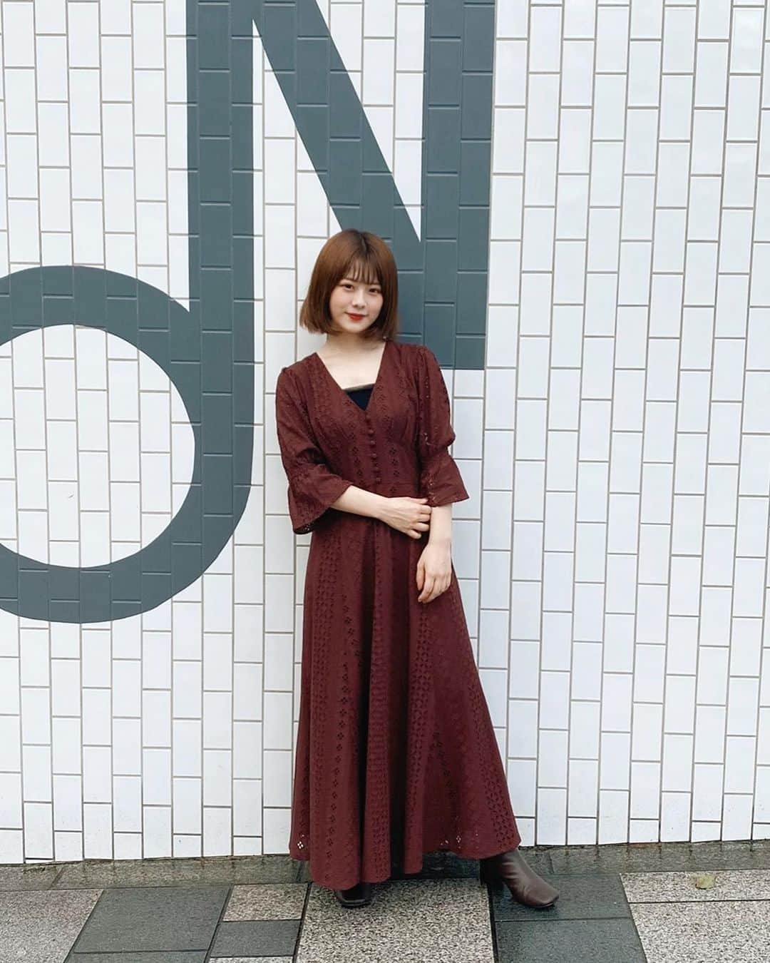 にたまごさんのインスタグラム写真 にたまごinstagram 秋に着まくりたいお気に入りワンピース Youtubeでも紹介したやつだよん にたまご 新田茉子 にたまごコーデ にたまご私服 ワンピース