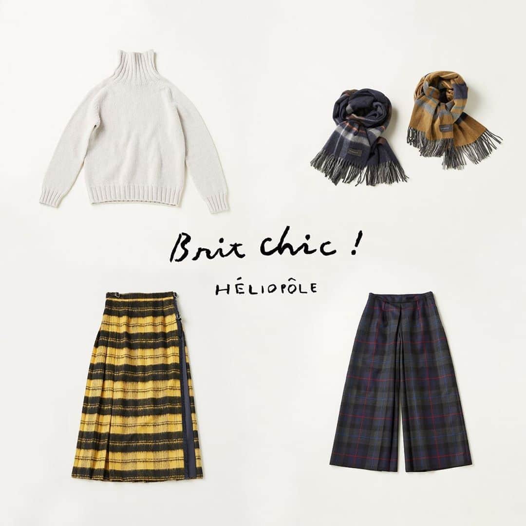 エリオポールのインスタグラム：「. Brit chic! 9.4.fri.-10.4.sun. . . KNIT [HARLEY OF SCOTLAND]  22,000yen+tax STOLE [BEGG × CO]  29,000yen+tax/each SKIRT [O'NEIL OF DUBLIN]  31,000yen+tax PANTS [O'NEIL OF DUBLIN]  26,000yen+tax . . . . #HELIOPOLE #エリオポール #britchic  #ONEILOFDUBLIN #BEGG #HARLEYOFSCOTLAND #2020aw #autumnwinter #selectshop #fashion #style #british #britishstyle」