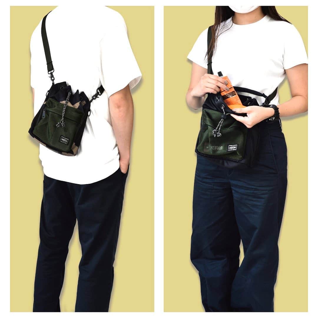 のインスタグラム：「“BALLOONSAC MESH”  本日は「バルーンサックメッシュ」のBLACK ver.、COUNTER SHADE ver.をご紹介いたします。  フロントポケットにメッシュ生地を採用したバルーンサックです。普段使いに最適なサイズ感で、ユニセックスでお使いいただけるアイテムです。コーディネートに合わせてハンドルと肩がけの2WAYでお楽しみいただけます。本体口元のコードを調節することで、収納物に応じた様々なシルエットになるのも魅力です。 是非、店頭でご覧ください。  バルーンサックメッシュ ブラック ver.￥20,500（税別） カウンターシェイド ver.¥20,500 （税別） size : W190/H255/D105  ※こちらの商品は、吉田カバン オフィシャルオンラインストアでもご購入いただけます。  バルーンサックメッシュ ブラックver. https://www.yoshidakaban.com/sp/product/105161.html  バルーンサックメッシュ カウンターシェイドver. https://www.yoshidakaban.com/sp/product/105160.html  #yoshidakaban #porter #luggagelabel #吉田カバン #ポーター #porteryoshida #porterflagshipstore #porterstand #px #porterexchange #potr #kurachikabyporter #madeinjapan #japan #instagood #instalike #instabag #omotesando #marunouchi #osaka #balloonsac  #mesh #shoulderbag #handbag #pouch」