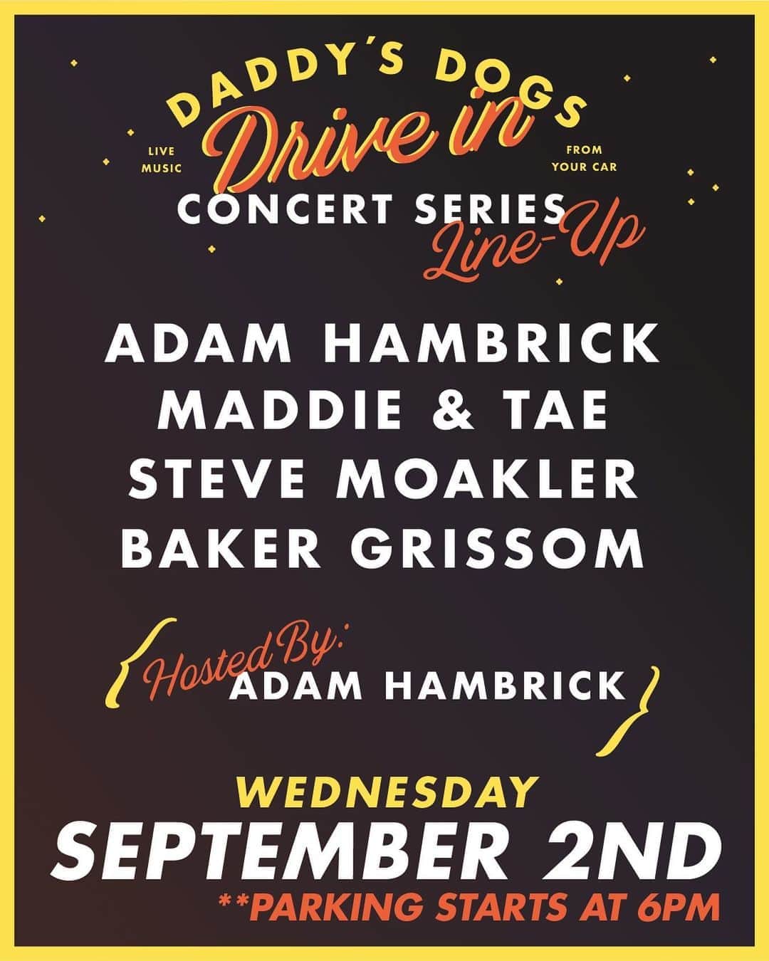 Maddie & Taeさんのインスタグラム写真 - (Maddie & TaeInstagram)「Thanks for the invite, @adamhambrick! Can't wait to play at the @daddysdogsnash Drive-In Concert Series next week along with @stevemoakler and @bakergrissom. Hope y'all will hop in the car and join us on Sept. 2 at 6PM!」8月28日 8時18分 - maddieandtae