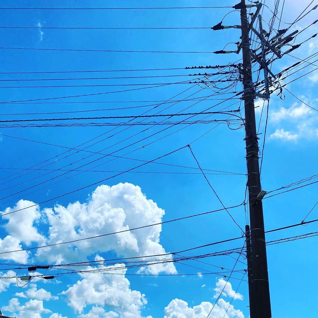 高橋文樹のインスタグラム：「電線と入道雲、日本の夏じゃん……」