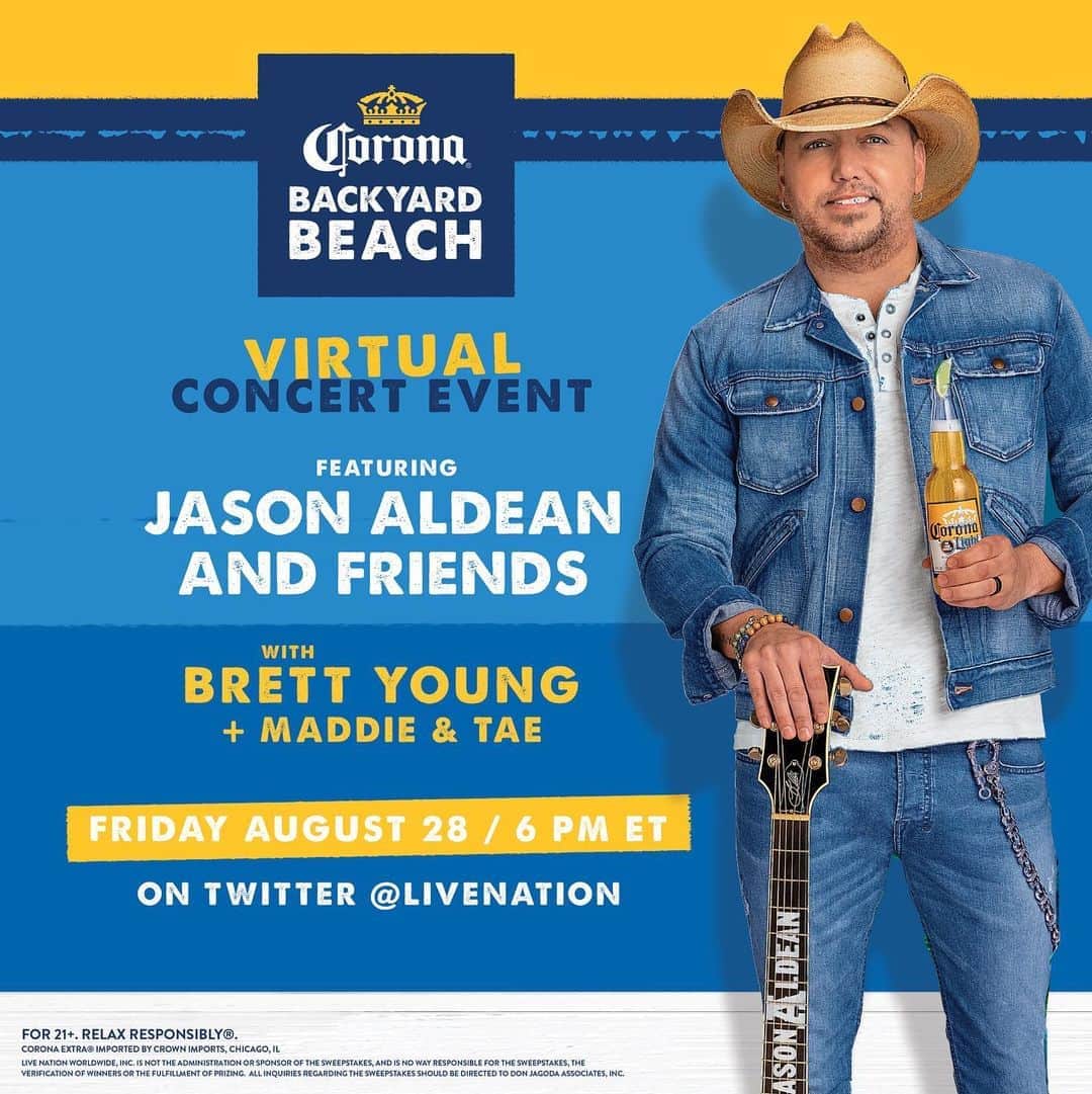Maddie & Taeさんのインスタグラム写真 - (Maddie & TaeInstagram)「Tonight’s the night! Don't forget to join us, along with @jasonaldean & @BrettYoungMusic for Corona's Backyard Beach concert stream. Tune in for the party at 6pm ET on @LiveNation's Twitter page presented by @coronausa! Link in story. #CoronaBackyardBeach」8月28日 23時58分 - maddieandtae