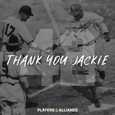 ジャンカルロ・スタントンのインスタグラム：「Today, we honor the man who paved the way. Thank you Jackie! #42」