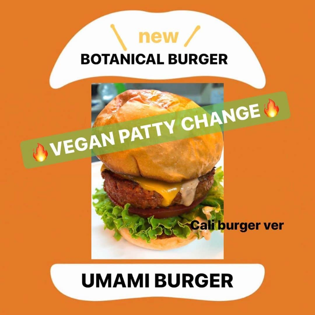 umamiburgerjpnさんのインスタグラム写真 - (umamiburgerjpnInstagram)「🔥VEGAN PATTY CHANGE🔥 . . いつものハンバーガー🍔を ビーガンパティに変更するのも、、😆💜 . こちらは王道チーズバーガーの 🧀🥬CALI BURGER🍅🧀を VEGAN PATTYに変更した物です‼️ . . カロリー的にも抑えられますので、 ダイエット中の方もオススメです😎✨ . 色々なハンバーガーを 🥬VEGAN PATTY🥬に 変更してみてはいかかでしょうか💯💕 . . #ウマミバーガー #umamiburger #umamiburgerjapan #ウマミバーガー青山店 #caliburger #vegan #veganfood #veganburger #beganpatties #ビーガン #ビーガン料理 #custom #customburger #カスタムバーガー」8月28日 16時39分 - umamiburgerjpn