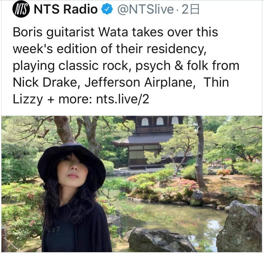 BORISさんのインスタグラム写真 - (BORISInstagram)「NTS Radio Archive.   Entrance to the psychedelic music Wata invites. Enjoy!  火曜日配信されましたNTSラジオのアーカイブです。今週はWataが担当、来週はAtsuo選曲のプログラムが続きます。お楽しみ下さい。  Link in highlight “NTS Radio”  Track List Maggot Brain / Funkadelic Echoes -Live at Pompeii- / Pink Floyd She's A Lover / Pretty Things Sorry You Were Born / Travel Agency I Believe It / Stray Vagabonds of the western World / Thin Lizzy Fruit Tree / Nick Drake Way Back To The Bone(LIVE) / Trapeze Feathers from your Tree / Blue Cheer Freedom Rider / Traffic Oh well / Fleet wood mac My White Bicycle / Tomorrow If not this time / 50 foot hose Hot Summer Day / It's a Beautiful Day Incense and peppermints / Strawberry alarm clock Someday / Thunder mother I'll be There / Orpheus Juke It / Boomerang Freelance Fiend / Leaf Hound Todd's Tune /The Bubble Puppy Shell / Serenity White Rabbit / Jeferson Airplane」8月28日 20時13分 - borisdronevil