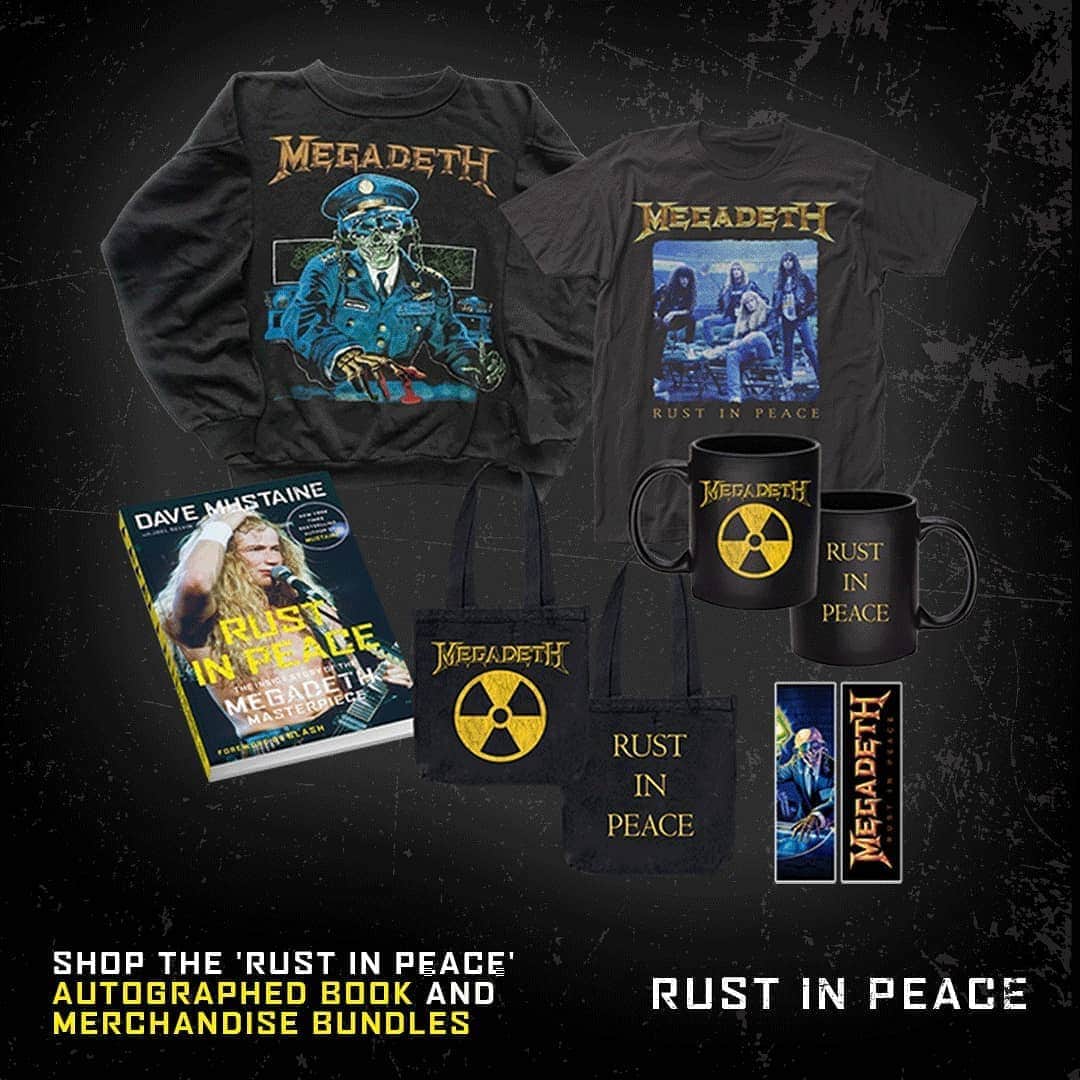 のインスタグラム：「Shop RUST IN PEACE Autographed Book and Merchandise Bundles! rustinpeace.shop.musictoday.com/product/0XMDCOMBO007/rust-in-peace-ultimate-bundle (link in bio)」
