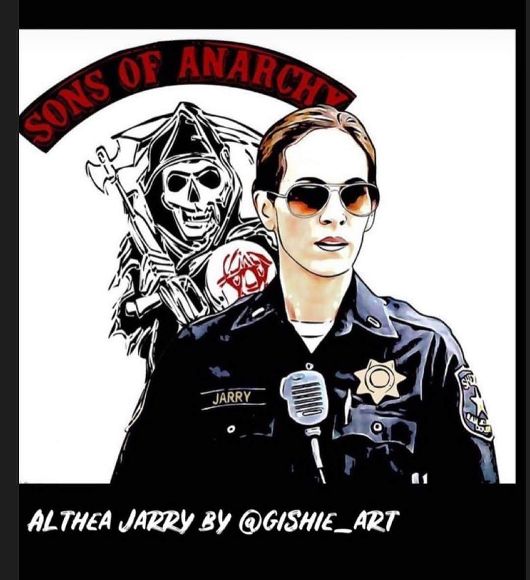 アナベス・ギッシュさんのインスタグラム写真 - (アナベス・ギッシュInstagram)「Thanks @sutterink for the #fanartfriday by @gishie_art #altheajarry #SOA」8月29日 1時45分 - annabeth_gish