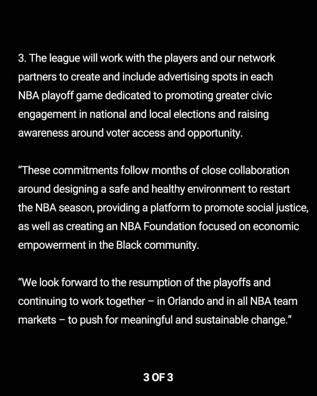 NBAさんのインスタグラム写真 - (NBAInstagram)「Joint NBA and NBPA statement.」8月29日 2時12分 - nba