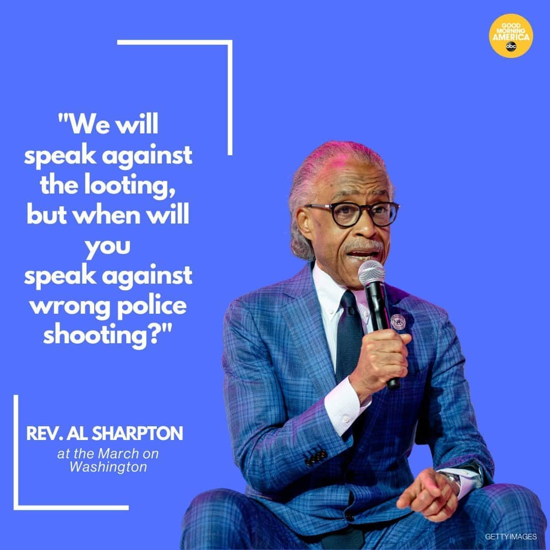 Good Morning Americaさんのインスタグラム写真 - (Good Morning AmericaInstagram)「Rev. Al Sharpton: "We will speak against the looting, but when will you speak against wrong police shooting?" More at link in bio. #MarchOnWashington」8月29日 2時31分 - goodmorningamerica