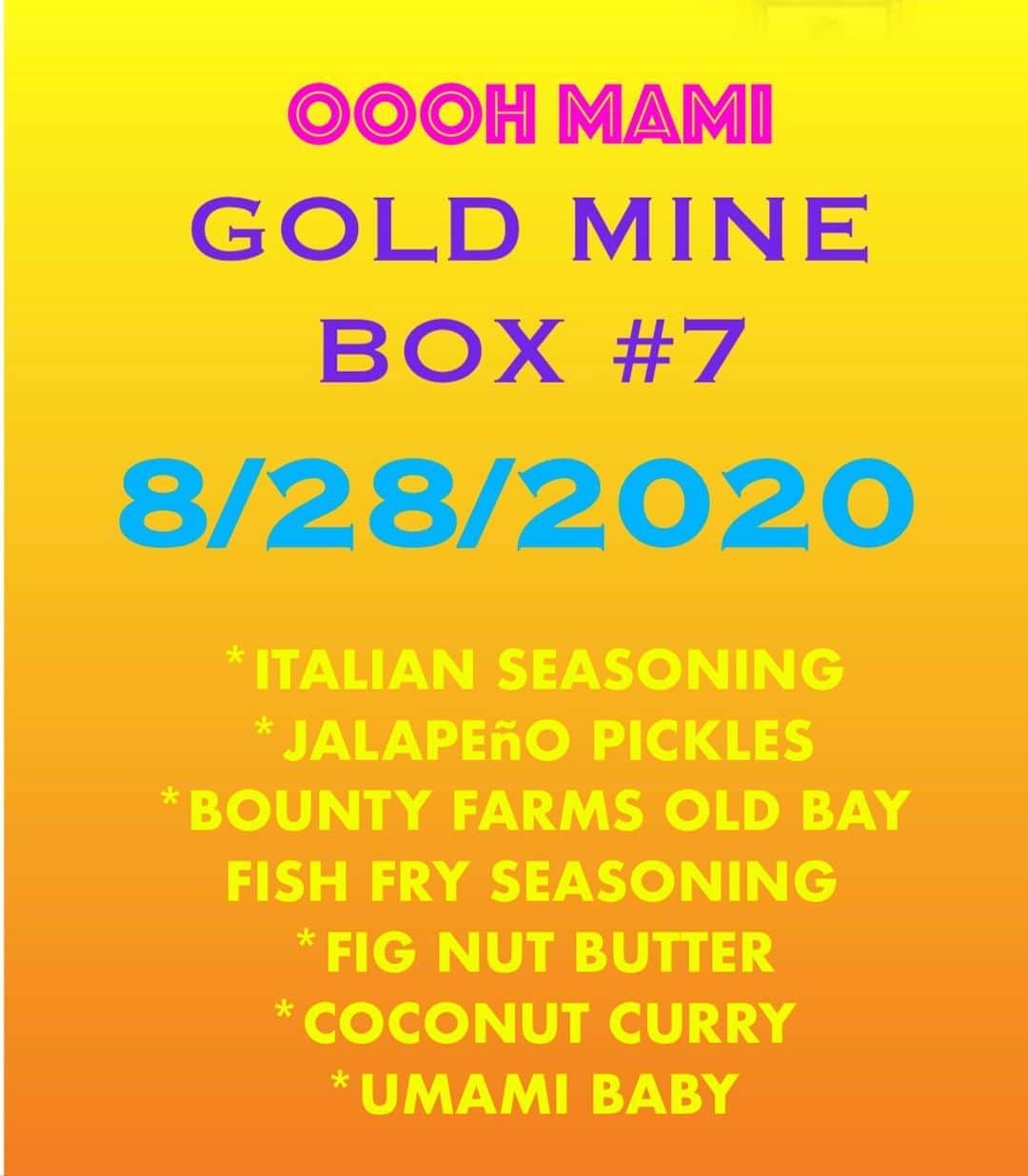 ケリスのインスタグラム：「Ok fam! GOING LIVE TODAY AT 3pm PST—- GOLD MINE BOX #7  This is a very special box. Lots of time, patience, and love to get to these flavors.   Last 6 boxes have been sold out!!!They go fast as they are very limited. Kelis makes all these boxes from scratch by hand. So grateful for your support! #food #kelis #goldminebox #natural #flavor #culinary」