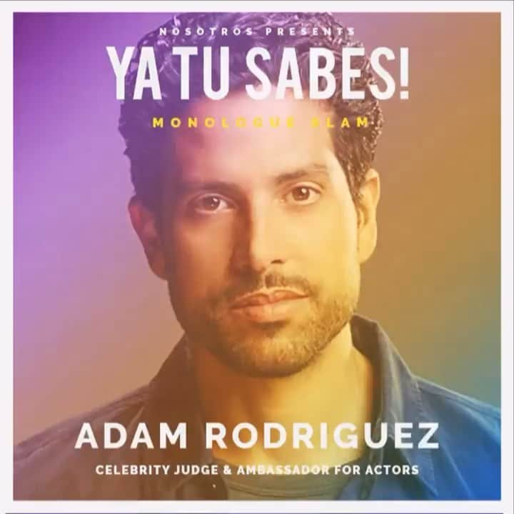 アダム・ロドリゲスのインスタグラム：「LATINX ACTORS! Submissions for the Nosotros 2nd Annual Ya Tu Sabes Monologue Slam presented by @NBC are NOW OPEN!  Here are some tips that might be useful in making choices and breathing life into your monologues! Have fun and we can’t wait to see your work!  Please visit @NosotrosOrg for more information and make sure to share this opportunity with your colleagues, friends, and families. This is open to anyone around the world. Submit TODAY!  Deadline: Friday, September 4th, 2020 Submit: LINK IN BIO  Monologue Booklet: https://nosotrosorg.com/wp-content/uploads/2020/08/YTS-2020-Semi-Finalist-Monolugue-Booklet.pdf」