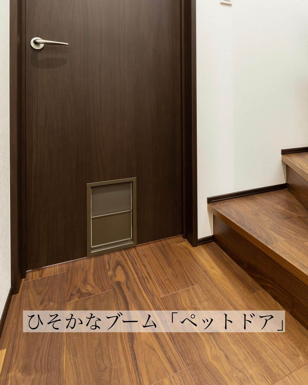 homelife 夢を叶える暮らし方のインスタグラム：「【ペットドアつきの扉】 . ペットも家族の一員！ということで、扉の下部にペット用のドアの付いた扉です！ ペットの出入のために扉を開けておく必要が無いので便利ですよね☆ . こちらのお家はアーキホームライフのお施主様邸の施工写真です。 その他の施工写真は、 @homelife_gallery のURLからご覧いただけます。 . 家づくりの資料請求はコチラから @homelife_shiryou . . #ペットドア #ペットと暮らす家 #ペットのいる生活 #ペット #犬のいる暮らし #猫のいる暮らし #犬のいる生活 #猫のいる生活 #リビング階段 #ペットと暮らす #こだわり #イエスタグラム #ナチュラルな家 #ローコスト住宅 #マイホーム #夢のマイホーム #間取り #シンプルな暮らし #暮らしを楽しむ #注文住宅 #自由設計 #デザイン住宅 #リノベ #リフォーム #homelife_京都 #homelife_大阪 #homelife_兵庫 #ホームライフ #ホームライフ100 #アーキホームライフ」