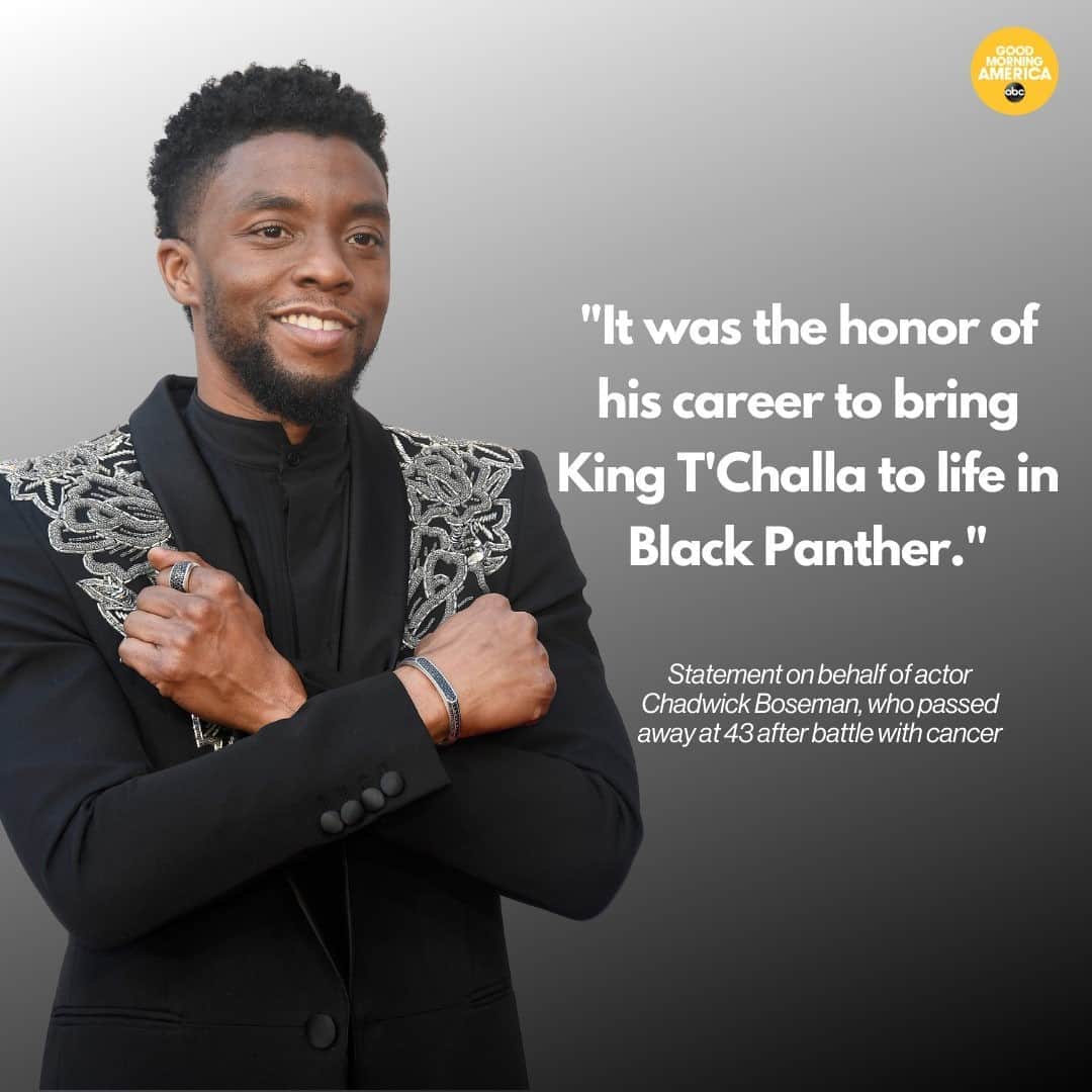 Good Morning Americaさんのインスタグラム写真 - (Good Morning AmericaInstagram)「Rest in peace, Chadwick Boseman.  #WakandaForever   Link in bio for more on the actor's death. 💔」8月29日 11時51分 - goodmorningamerica