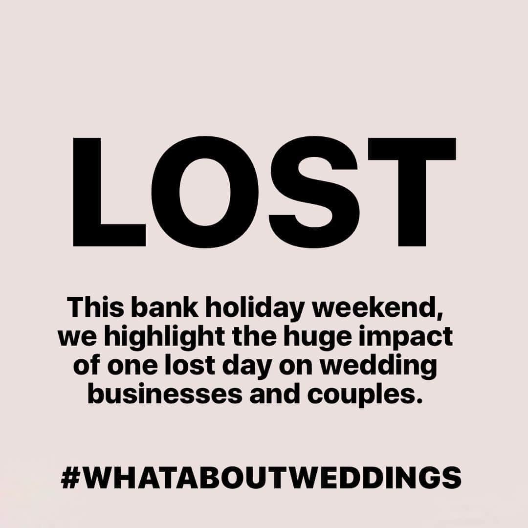 ミナのインスタグラム：「Wedding sector has been tremendously affected by the unfair and unclear government restrictions. Alongside other wedding suppliers, we want to highlight the struggle of wedding sector this Saturday. You can read more on the website linked in bio.⁠ ⁠ #whataboutweddings 💔⁠ ⁠ -The Bank Holiday Saturday is usually the busiest wedding day in the calendar.⁠ ⁠ -133,560 people will not go to work.⁠ ⁠ -4,452 weddings will not take place in England, Wales, Scotland and Northern Ireland⁠.⁠ ⁠ -An additional 213,696 workers will not have provided their services.⁠ ⁠ -A total of 347,256 workers will be impacted in just one day.⁠ ⁠ -The total direct spend on weddings annually is £14.7bn - £9.4bn on the day itself, £3.2bn spend on retail (outfits, rings, gift list) and £2.1bn on travel, tourism and pre-wedding events⁠ (honeymoon, stag & hen, wedding weekend related travel and tourism).⁠ ⁠ -This means that weddings contribute more to the economy than live sports events and three times that of live arts and cultural events.⁠ ⁠ -Approx. 250,000 people depend on work related to delivering the day itself with an estimated 150,000 more in support functions - a total of 400,000 involved in weddings.⁠ ⁠ @scullyps⁠ @borisjohnsonuk⁠ @rishisunakmp⁠ @aloksharmardg⁠ @ed_miliband⁠ @lucympowell⁠ @drrosena⁠ @keirstarmer⁠ @sarahjolney⁠」