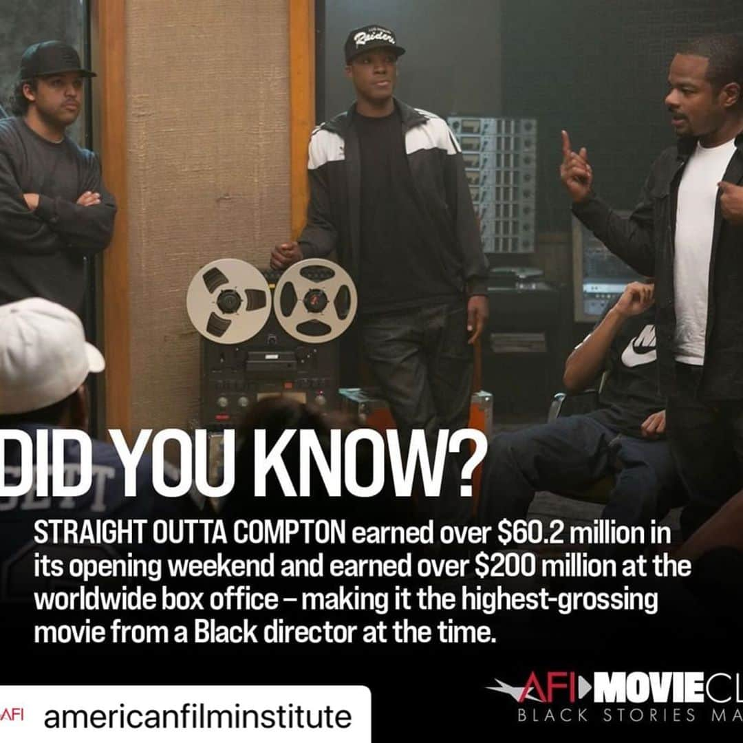 マシュー・リバティークのインスタグラム：「......... Repost @americanfilminstitute with @make_repost ・・・ Swipe through for five larger-than-life facts about #StraightOuttaCompton, directed by #FGaryGray, shot by AFI Conservatory alum @libatique and starring @osheajacksonjr, @coreyhawkins and @jasonmitchellactor. #IceCube #DrDre #EazyE #NWA #afimovieclub」