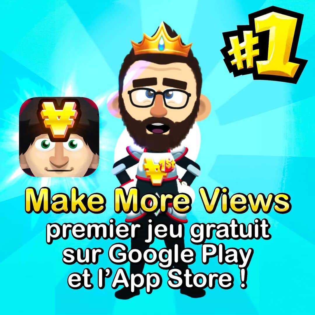 Cyprienのインスタグラム：「Ça fait plusieurs années que nous travaillons sur notre nouveau jeu « Make More Views » avec l’équipe qui a fait le « Nope Quiz ». C’est une énorme excitation de sortir enfin le jeu, on en est très fier et vos retours font chaud au cœur ! On a même pas le temps de souffler car on travaille sur les mises à jour 😅 Bravo à @jeremyfa et @etienne_perin pour avoir conçu le jeu, ils ont tout donné et donnent encore tout 👏」