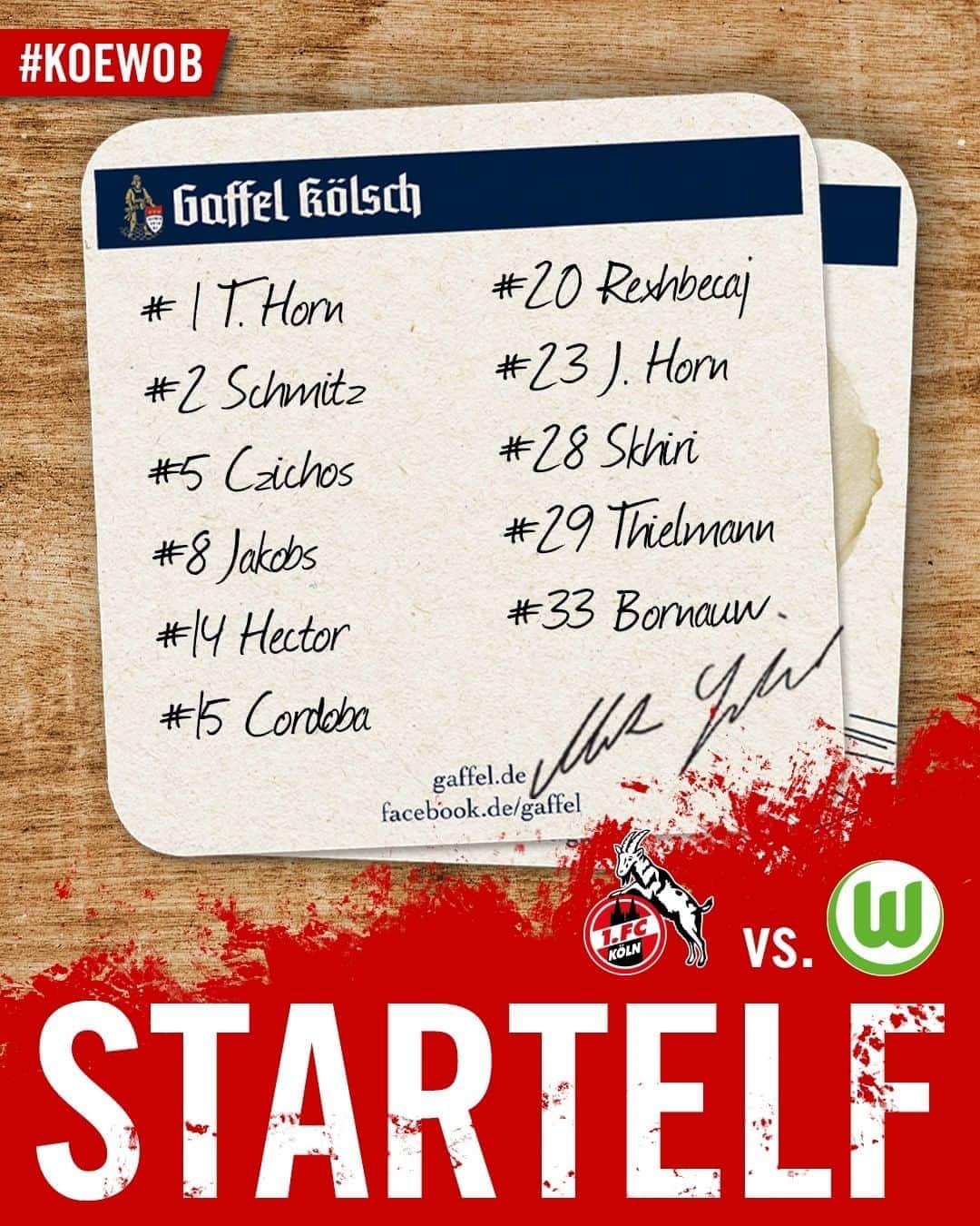 1.FCケルンさんのインスタグラム写真 - (1.FCケルンInstagram)「SWIPE für die #effzeh-Startelf. 🔴⚪  Das Testspiel gegen den VfL Wolfsburg streamen wir live auf YouTube. Den Link dazu gibt's in der Bio 👉 @fckoeln.  ___ präsentiert von @gaffel_koelsch」8月29日 21時48分 - fckoeln