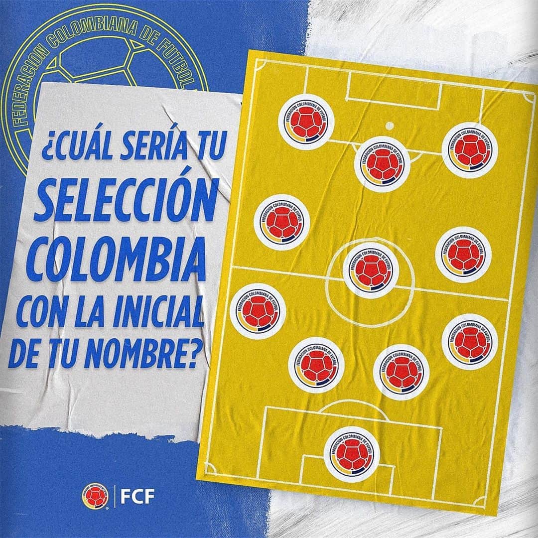 サッカー コロンビア代表チームのインスタグラム：「⚠️ Reto ⚠️  ¿Puedes armar un 1⃣1⃣ ideal de nuestra Selección 🇨🇴 con jugadores cuyo nombre empiece con la letra inicial del tuyo? 😬  Ejemplo, si tu nombre empieza por J:  James, Juanfer Quintero, Juan Guillermo Cuadrado, etc. 😆  ¡Leemos tu combo! 👀」