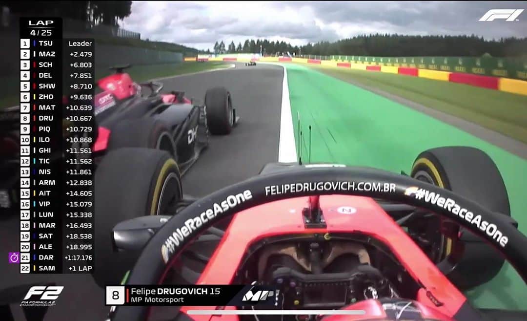 松下信治のインスタグラム：「Miss judgement from my side today, I’d like to apologise to Felipe and team...I thought My car was already front of him at that moment before turn in, but as you can see my right rear and his front wing touched... We both could have strong race but ended bad way... but I’d like to say this that I never force out someone on purpose and I will make sure that this mistake will not happen again. Thank you for the message that worried about me, I am okay.」