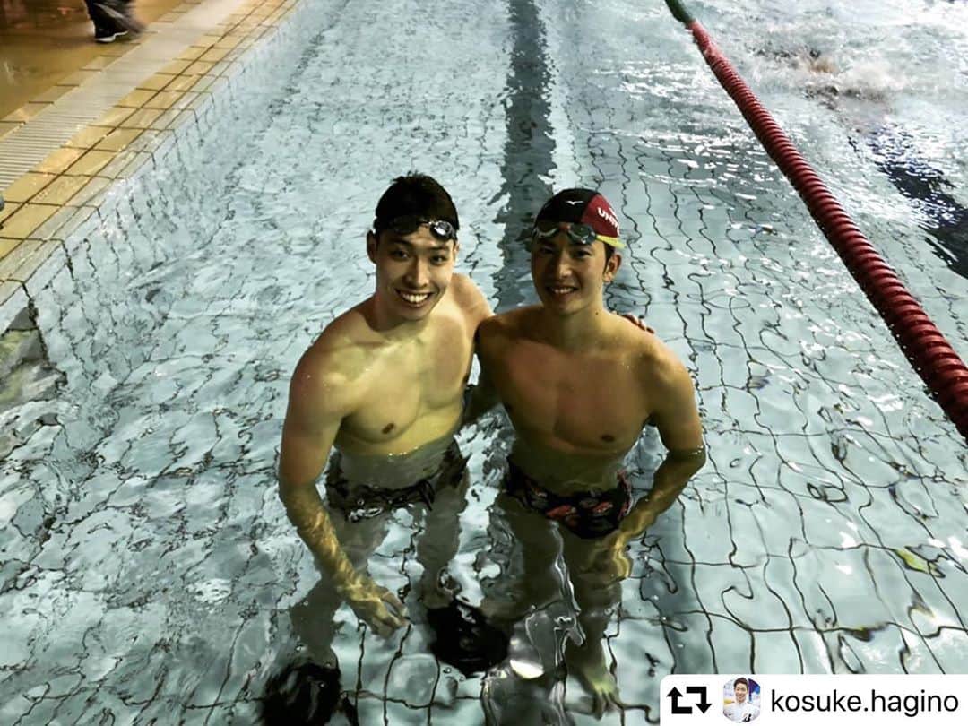 のインスタグラム：「#repost @kosuke.hagino ・・・ 今日で大会が終わりました。 ２日間で次に繋がるいい経験が出来ました！  少しずつですが、 調子も上がってるので気合いいれて 毎日を楽しく生きます！  写真は同じ種目に出場した 大学の後輩 田中万葉と１枚😊  インカレファイト！！  #bridgestone  #chaseyourdream  #nike  #justdoit」