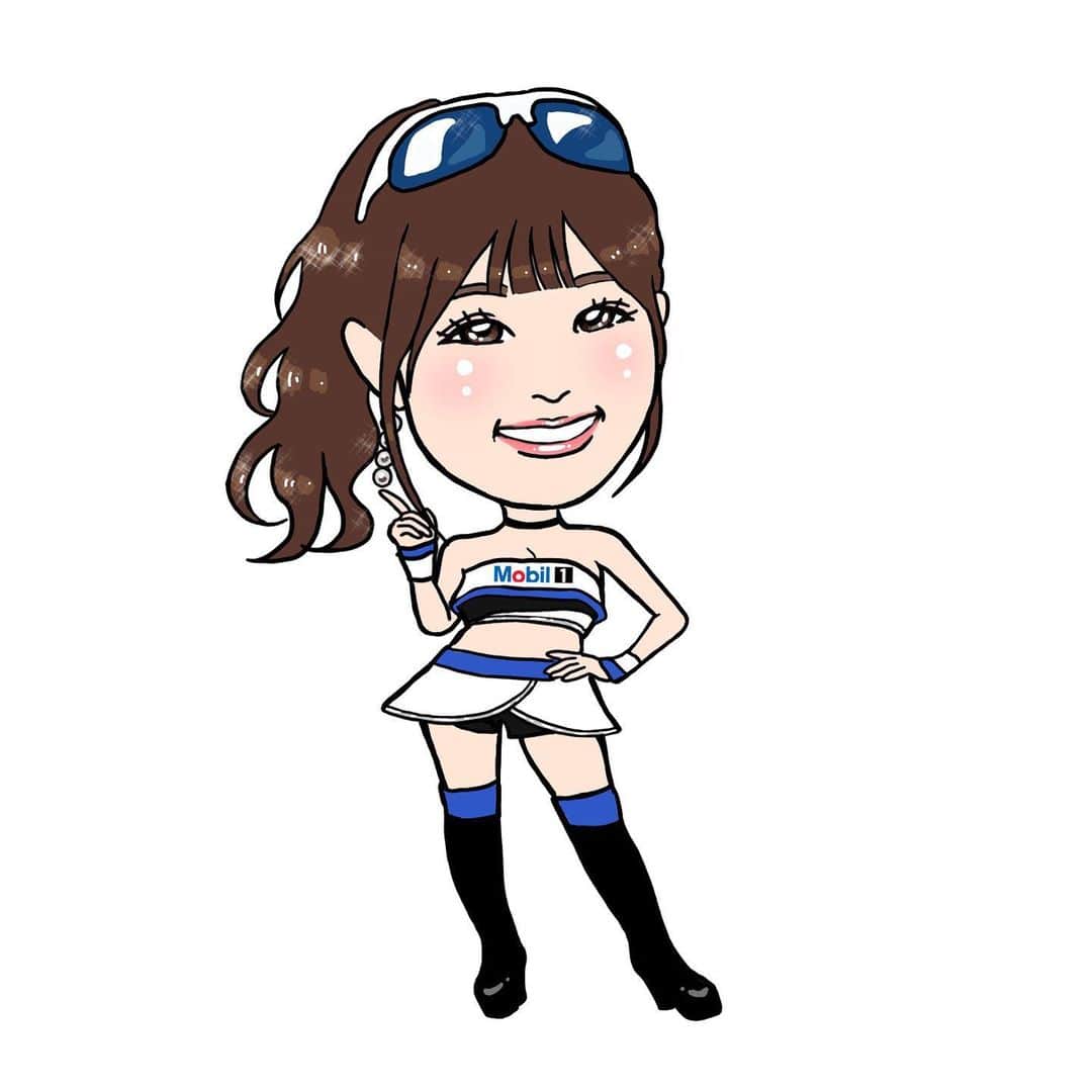 大山美保のインスタグラム：「Mobil1レースクイーン2020﻿ 宮瀬七海ちゃん、知本麻以子ちゃんを﻿ 描かせていただきました🙇‍♀️﻿ ﻿ 今年はNew faceのお二人(﹡ˆᴗˆ﹡)❣️﻿ バランスよく綺麗と可愛いが詰まったコンビで﻿ これから目が離せないですね‼︎😊✨﻿ ﻿ そして衣装も安定の可愛さ‼︎﻿ 私も現役に戻ったのなら一度は着てみたい衣装😍(あ、年齢も時を戻そう)﻿ ﻿ 私はなによりRQ衣装が大好きなので﻿ 毎回描いていてワクワクします(◍′◡‵◍)﻿ ﻿ そして…❤️﻿ Mobil1の名コントローラー、﻿ 愛さんも加えてのスリーショットも❣️﻿ ﻿ 愛さん、今年も描かせていただきありがとうございます😊﻿ ﻿ 今週末からSUPER FORMURAも開幕となり、﻿ 観客動員もあるそうですね😊✨﻿ RQさん達はチームによっての参加みたいですが、﻿ Mobil1レースクイーンさん達はYouTubeで﻿ 配信しながら応援をされていたみたいです☺️ ﻿ 応援の形は変われど気持ちはひとつ！！！﻿ 私も遠くから応援しています(﹡ˆᴗˆ﹡)✨✨﻿ ﻿ ﻿ 　﻿ #mobil1﻿ #レースクイーン﻿ #似顔絵﻿ #イラスト﻿ #sformura﻿ #sf﻿ #sgt﻿ #gt」