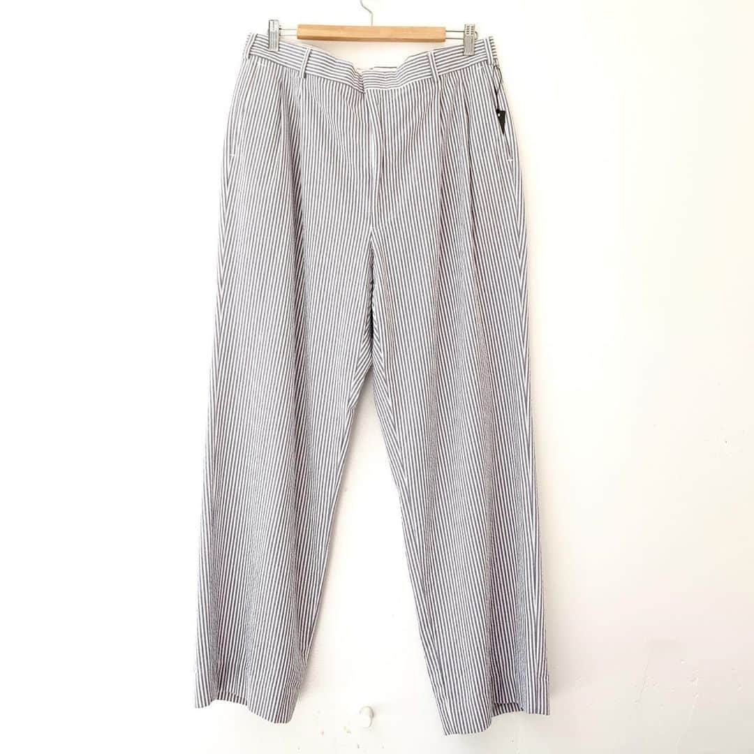 のインスタグラム：「シアサッカー ストライプスラックス ¥4500+tax . まだまだ暑い夏にピッタリなシアサッカー地のスラックス 。 爽やかなストライプも◎ USA製も嬉しいポイント。 .  WEB SHOPに入荷しております。 是非ご覧ください。 jammru.com  #お問い合わせはお電話で承ります #jammru #osaka  #fashion  #streetstyle  #streetfashion  #vtg  #vintage  #used  #usedclothing  #古着 #古着屋 #ファッション #70s #80s #90s #ご来店の際はマスクの着用をお願い致します」