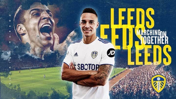 ロドリゴ・モレノ・マチャドのインスタグラム：「Cmon Leeds, marching on together!! 🔵🟡⚪️」