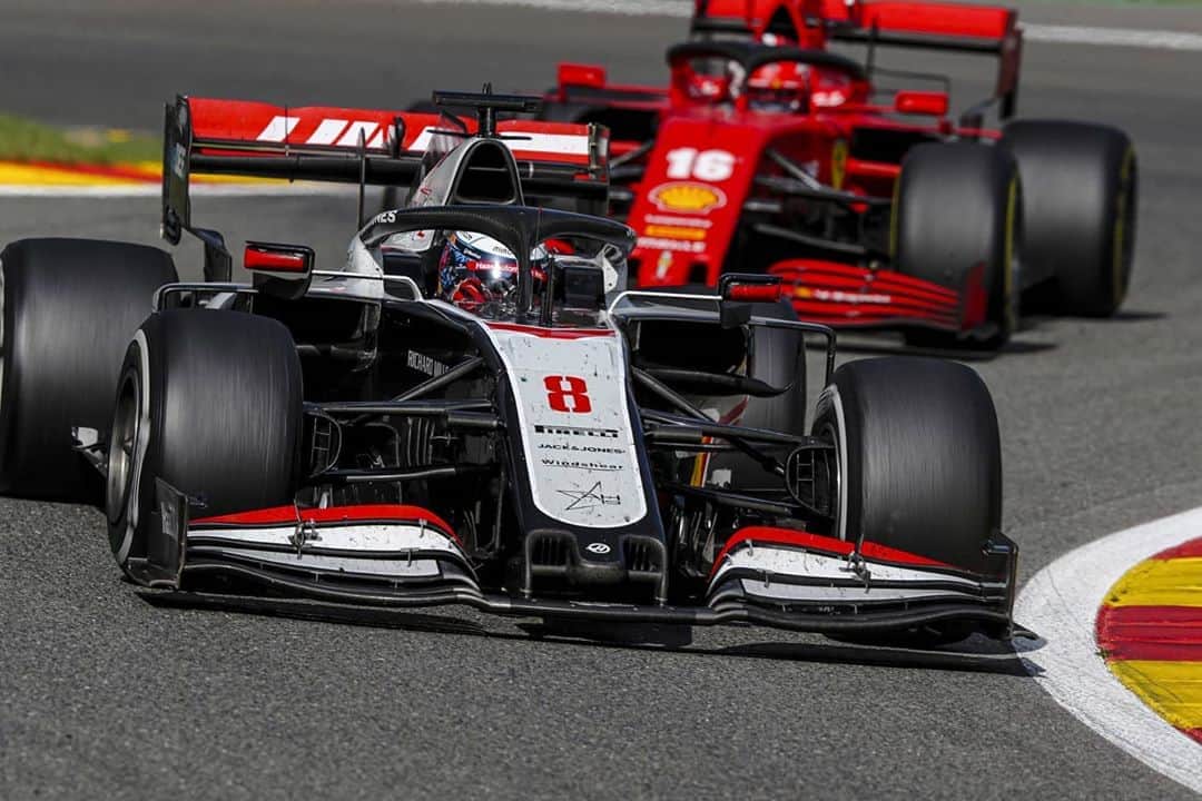 ロマン・グロージャンのインスタグラム：「Racing the @scuderiaferrari was fun, sadly just a bit too backwards in the standing. But the most important is that we all gave our maximum today. #r8g #f1 #ferrari #belgiumgp」