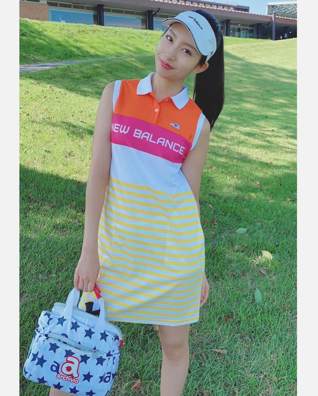 中島亜莉沙さんのインスタグラム写真 - (中島亜莉沙Instagram)「ゴルフウェアコーデ💛🧡 👚 @newbalance 👜 @archivio.official_online  #斜め45度の目線から失礼しました #ワンピ率高め女子 #newbalancegolf ##golf #golfstagram #golfwear #fashion #coordinate #outfit  #archivio  #ゴルフ #ゴルフ女子 #女子ゴルフ #ゴルフウェア #ゴルフコーデ #アルチビオ #ニューバランスゴルフ #スポーツウェア #ゴルフシューズ #ファッション #골프﻿」8月31日 15時56分 - arisan_days