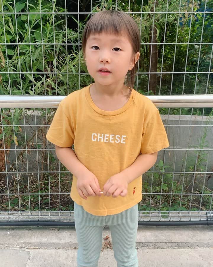 のインスタグラム：「CHEESE BURGER！🍔🍔🍔  #今日のなまこちゃん #なまこムービー #なまこふく Tshirt #growninthesun pants #monmimi」