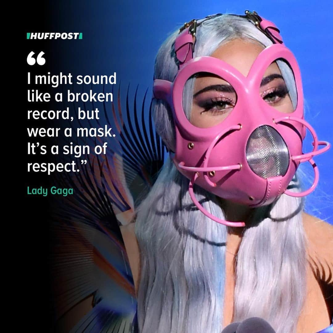 Huffington Postさんのインスタグラム写真 - (Huffington PostInstagram)「Lady Gaga’s vibe at the 2020 MTV Video Music Awards was to wear a mask, but make it fashion. ⁠ ⁠ The pop icon made a clear statement at the virtual ceremony on Sunday night, telling fans to “mask up” while sporting a collection of her own couture face accessories. And honestly, did we expect anything less from the woman who gave us the meat dress? ⁠ ⁠ Other performers ditched their masks, but she kept her's on the entire time. While accepting the first-ever TriCon award, which honors her work as a musician and philanthropist, the singer made a powerful statement.⁠ ⁠ “Stay safe, speak your mind, and I might sound like a broken record, but wear a mask,” she said on stage. “It’s a sign of respect.” Read more in our link in bio! ⁠ ⁠ 📷 Getty Images⁠ // 📝 @coledelbyck⁠ ⁠」8月31日 12時39分 - huffpost