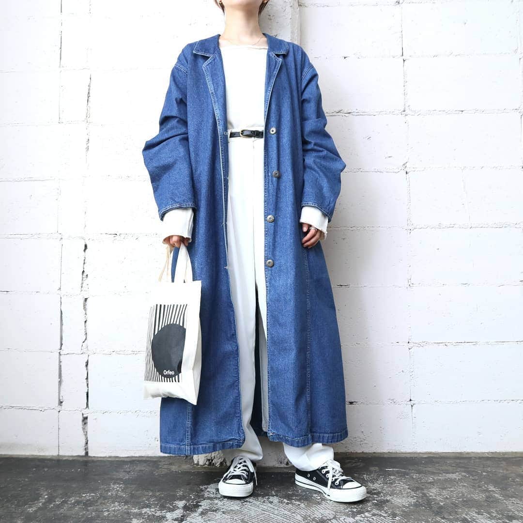 吉祥寺 古着屋 Orfeoのインスタグラム：「. Long Denim Coat Style . . #orfeo #kichijoji #tokyo #vintage #used #fashion #coordinate #outfit . . お問い合わせはインスタグラムのプロフィール掲載のメールアドレスにお願いいたします。コメント、DMでのお問い合わせは受け付けておりませんのでご了承ください。 ONLINE SHOPの商品も店頭にてご購入頂けます。気になる商品がございましたらスタッフにお声掛けください。  新型コロナウィルス感染拡大防止策を徹底した上で営業をしております。マスクの着用、入店時にアルコールでの消毒をお願いいたします。」